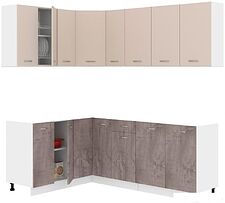 Готовая кухня Кортекс-мебель Корнелия Лира 1.5x2.1 без столешницы (капучино/оникс)