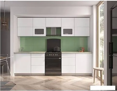 Кухня Интерлиния Мила Матте 2.8 Б (белый/белый/опал светлый)