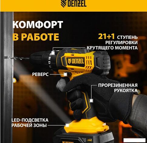 Ударная дрель-шуруповерт Denzel CID-18-0 26136 (без АКБ)