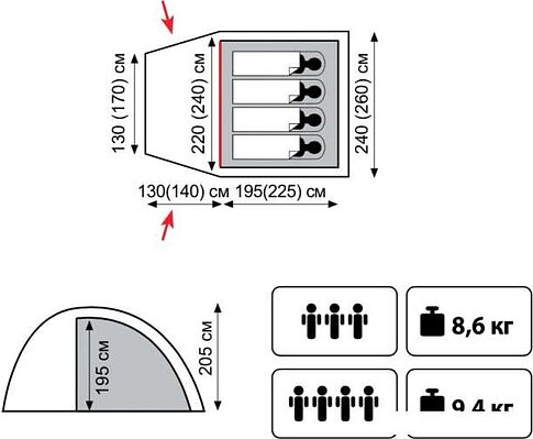 Палатка TRAMP Bell 4 v2