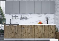 Готовая кухня Интерлиния Мила Лайт 2.7 (серебристый/дуб веллингтон/белый гранит)