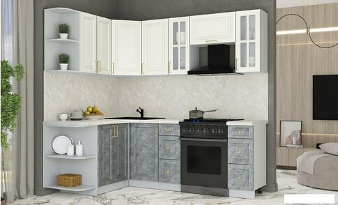 Кухонный модуль Интерлиния Мила Шато 1.5x2.2 LV (белый/керамика/опал светлый)