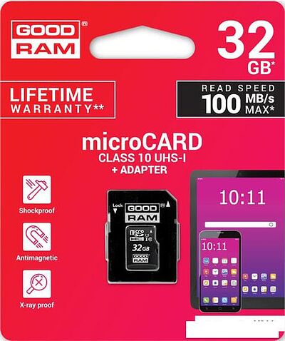 Карта памяти GOODRAM M1AA microSDHC M1AA-0320R12 32GB (с адаптером)