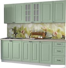 Кухня Интерлиния Мила Деко 2.2 А (мята/травертин серый)