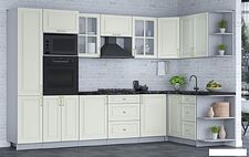 Готовая кухня Интерлиния Мила Шато 1.68x3.2 ВТ правая (белый/белый/кастилло темный)