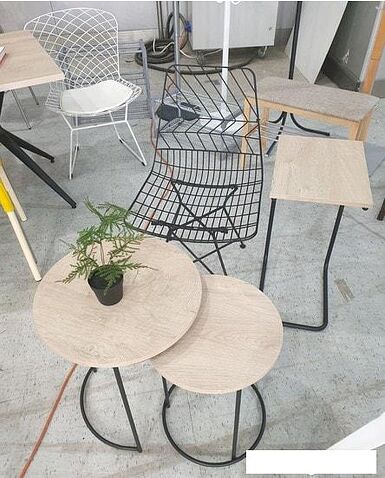 Приставной столик Sheffilton SHT-CT9 (дуб беленый/черный муар)