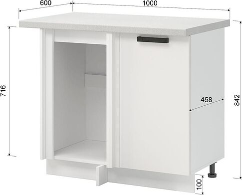 Шкаф напольный Mio Tesoro Пасадена ШНУ 1000-М (белый/белый бриллиант)