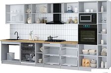 Готовая кухня Интерлиния Мила Gloss 3.8-ПМ1 (серый/белый глянец/белый гранит)