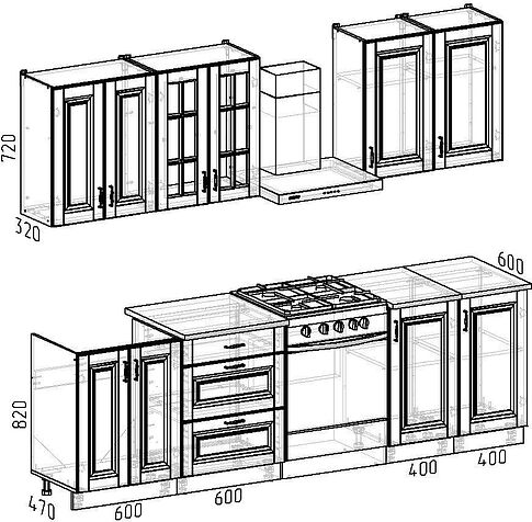 Готовая кухня Интермебель Бостон-5 2 (акация белая/акация белая/венато)