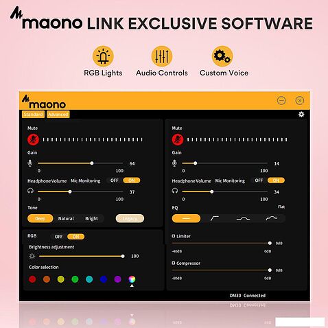 Проводной микрофон Maono DM30 (розовый)
