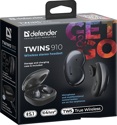 Наушники Defender Twins 910 (черный)