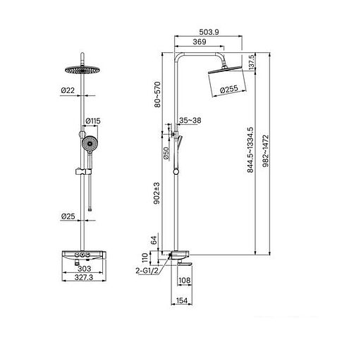 Душевая система  IDDIS Shelf SHESBBTi06