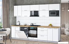 Готовая кухня Интерлиния Мила Gloss 3.0-ПМ2 (белый/белый/дуб бунратти)