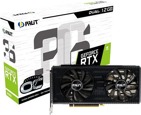 Видеокарта Palit GeForce RTX 3060 Dual OC 12GB GDDR6 NE63060T19K9-190AD