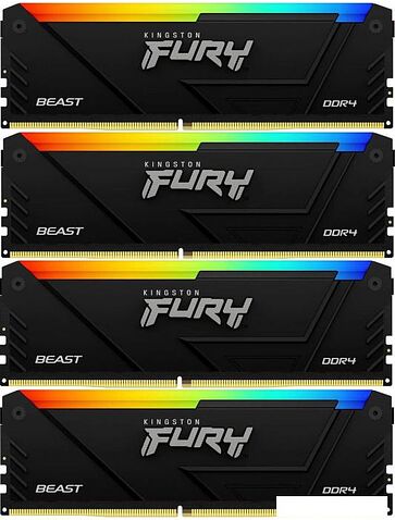 Оперативная память Kingston FURY Beast RGB 4x16ГБ DDR4 3600 МГц KF436C18BB2AK4/64