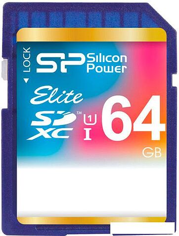 Карта памяти Silicon-Power SDXC Elite UHS-1 (Class 10) 64 GB (SP064GBSDXAU1V10)