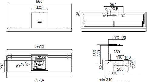 Кухонная вытяжка Elica Lever IX/A/56 PRF0160153