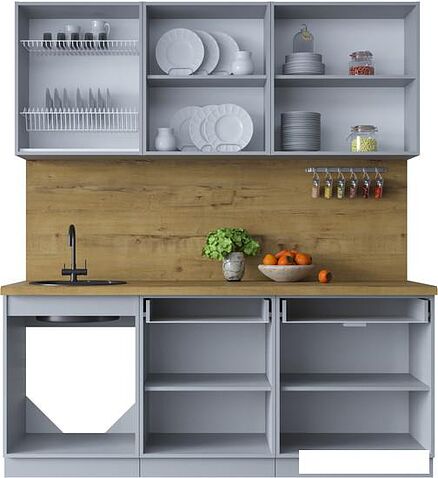 Готовая кухня Интерлиния Мила Шато 1.9А (слоновая кость/океан/серый каспий)