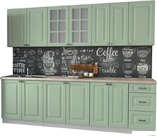 Кухня Интерлиния Мила Деко 2.6 А (мята/травертин серый)