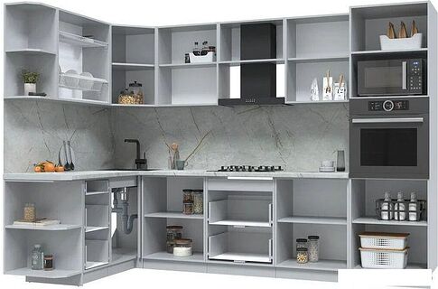 Готовая кухня Интерлиния Берес 1.68x3.0 ВТ левая (дуб королевский/бискайская сосна)