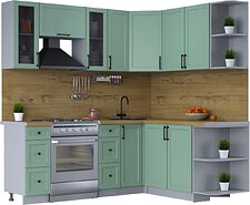 Готовая кухня Интерлиния Тренд 1.7x2.1 правая (мята/мята/дуб бунратти)