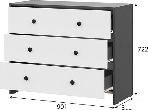 Комод Mio Tesoro Дольче 3 ящика (графит/белый)