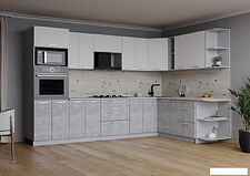Готовая кухня Интерлиния Мила Лайт 1.88x3.0 правая (белый платинум/бетон/бискайская сосна) Готовая кухня Интерлиния Мила Лайт 1.88x3.0 правая (белый платинум/бетон/бискайская сосна)