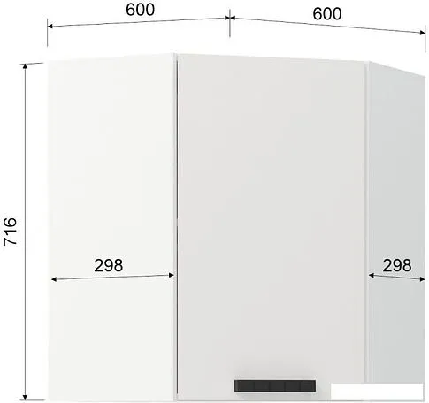 Шкаф навесной Mio Tesoro Пасадена ШВУ 600 угловой (белый/белый бриллиант)