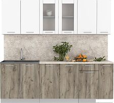 Готовая кухня Интерлиния Мила 23 (белый платинум/дуб серый/малага)