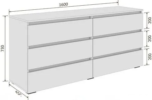Комод Кортекс-мебель Бари 160 6ш (дуб сонома/дуб сонома/белый)