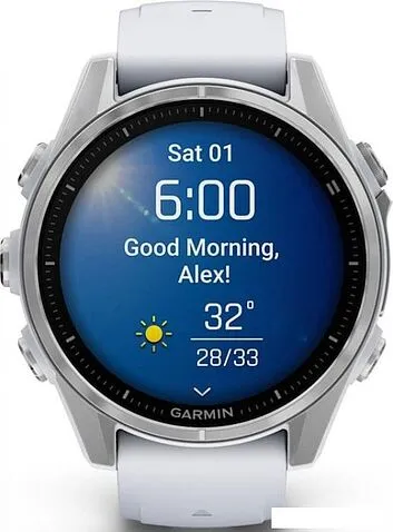 Умные часы Garmin Fenix 8 43мм (серебристый, белый ремешок)