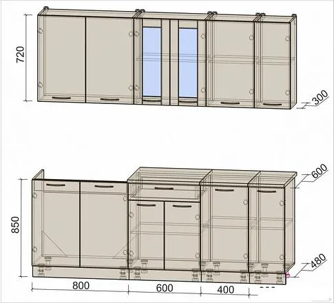 Готовая кухня Интерлиния Мила 21 (белый платинум/белый платинум глянец/дуб бунратти)