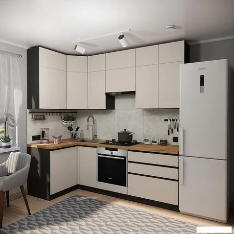 Готовая кухня ВерсоМебель Эко Премиум 1.2x2.4 левая (кашемир/ст. дуб вотан)