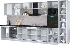 Готовая кухня Интерлиния Мила Лайт 4.0-ПМ1 (вудлайн кремовый/антрацит/бискайская сосна)