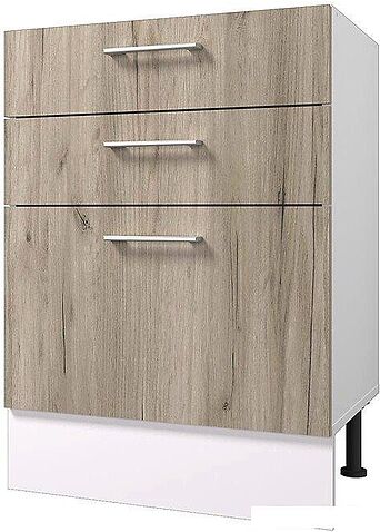 Шкаф напольный Горизонт Европа 60 3 ящика (серый крафт)