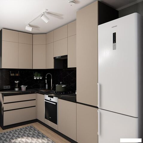 Готовая кухня ВерсоМебель Эко Премиум 1.4x2.7 левая (глиняный серый/ст. тунис)