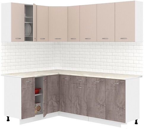 Готовая кухня Кортекс-мебель Корнелия Лира 1.5x2.1 (капучино/оникс/королевский опал)