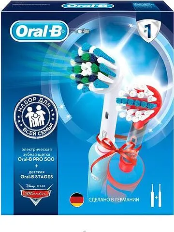 Комплект зубных щеток Oral-B Pro 1 Cross Action и Kids D16.513.1U + D100.410.2K (черный)