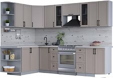 Готовая кухня Интерлиния Тренд 1.7x2.8 левая (луна/луна/бискайская сосна)