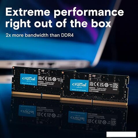 Оперативная память Crucial 8ГБ DDR5 SODIMM 4800МГц CT8G48C40S5