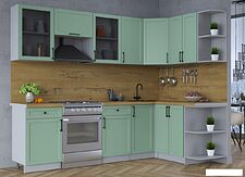 Готовая кухня Интерлиния Тренд 1.5x2.6 правая (мята/мята/дуб бунратти) Готовая кухня Интерлиния Тренд 1.5x2.6 правая (мята/мята/дуб бунратти)