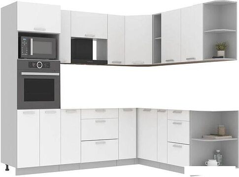 Готовая кухня Интерлиния Мила Лайт 1.88x2.4 правая без столешницы (белый платинум)
