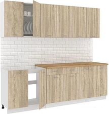 Готовая кухня Кортекс-мебель Корнелия Лира-лайт 2.4м (дуб сонома/дуб бунратти)