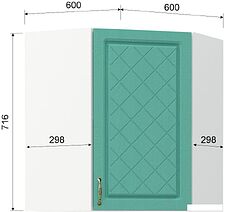 Шкаф навесной Mio Tesoro Модена ШВУ 600 угловой (белый/дуб бирюзовый)