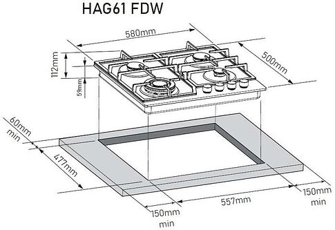Варочная панель ZorG HAG61 FDW black silver