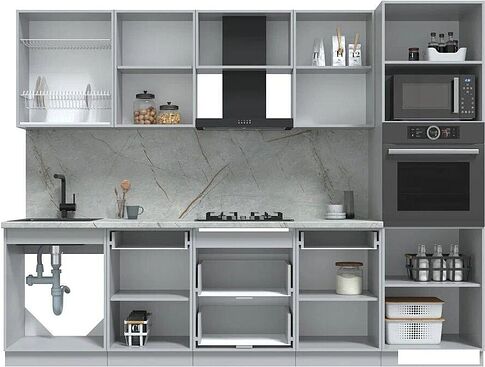 Готовая кухня Интерлиния Берес 2.8В (дуб серый/опал светлый)