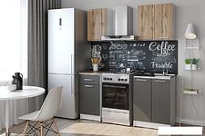 Готовая кухня НК-Мебель Ника 1 L 76144500 (графит/дуб вотан) Готовая кухня НК-Мебель Ника 1 L 76144500 (графит/дуб вотан)