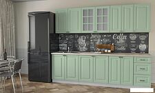 Кухня Интерлиния Мила Деко 2.6 А (мята/травертин серый)