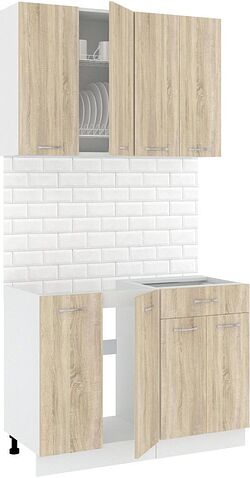 Готовая кухня Кортекс-мебель Корнелия Лира-лайт км.02458 1.1 м без столешницы (дуб сонома)