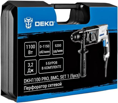 Перфоратор Deko DKH1100 PRO 081-1048 (оснастка, кейс)